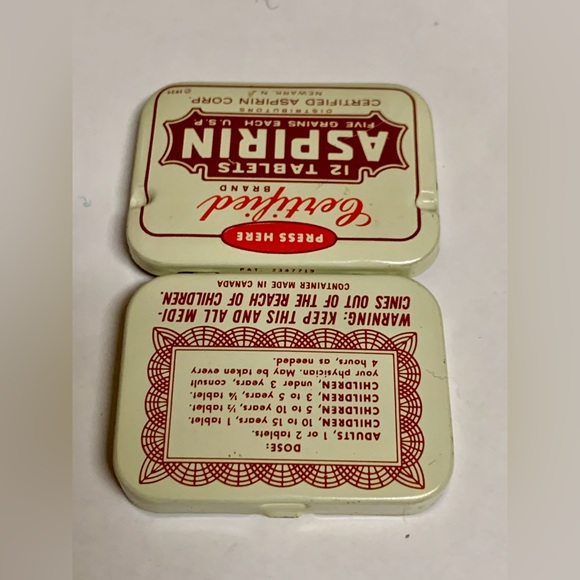 Mid Century Vintage CERTIFIED Brand Aspirin Hinge Lidded Medicine Tin - Picture 13 of 16